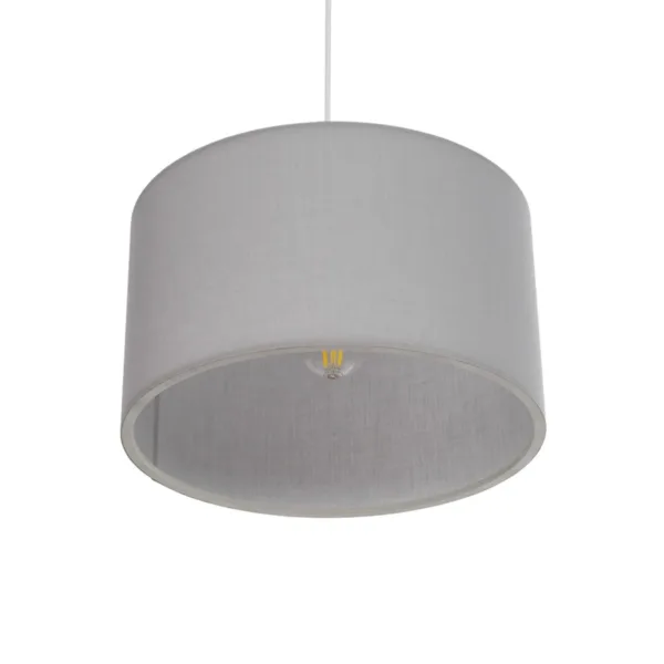 GloboStar® LOFTY 204-0093 Μοντέρνο Κρεμαστό Φωτιστικό Kαπέλο Μονόφωτο 1 x E27 IP20 Γκρι Ύφασμα - Μ38 x Π38 x Υ70cm - Image 5