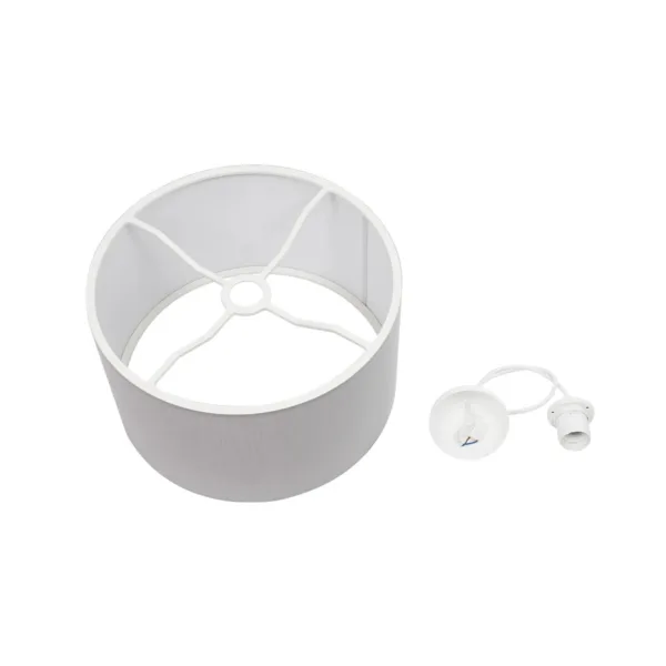 GloboStar® LOFTY 204-0093 Μοντέρνο Κρεμαστό Φωτιστικό Kαπέλο Μονόφωτο 1 x E27 IP20 Γκρι Ύφασμα - Μ38 x Π38 x Υ70cm - Image 9