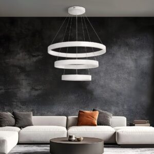 GLOBOSTAR® VENOM TRIO 61189 Μοντέρνο Κρεμαστό Φωτιστικό Οροφής LED 120W 14158lm 120° AC 220-240V IP20 Ρυθμιζόμενο Λευκό CCT με Χειριστήριο από 2700K έως 6000K Dimmable - Lumileds SMD Chip - Λευκό Ματ - Μ80 x Π80 x Υ60cm - 3 Χρόνια Εγγύηση