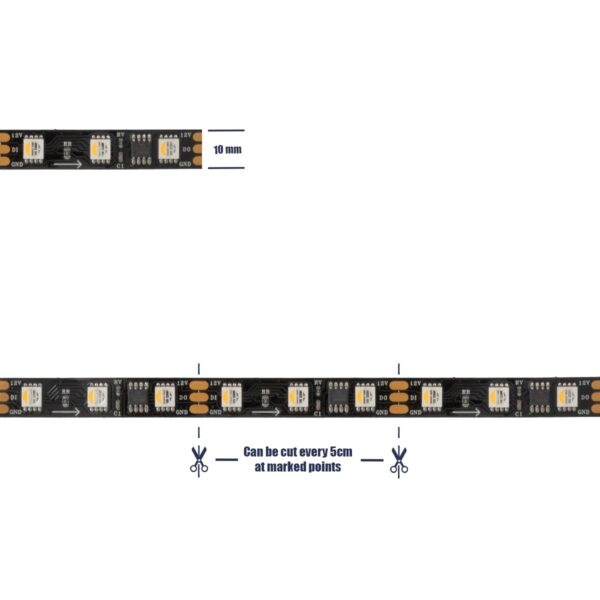 GloboStar® DIGIPRO 90773 Ψηφιακή Ταινία LED SMD 5050 12W/m 60LED/m 20PIXEL/m SPI/TTL Protocol IC TM1814/UCS1912/UCS2912 1200lm/m 120° DC 12V IP20 Πολύχρωμη RGB+WW - Dimmable - Λευκό Σώμα - Μ5000 x Π10 x Υ2mm - Συσκευασία 5 Μέτρων - 5 Χρόνια Εγγύηση - Image 6