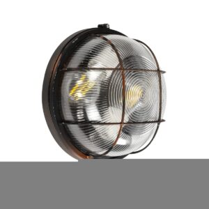GLOBOSTAR® BOATLIGHT 61624 Vintage Φωτιστικό Καραβοχελώνα Τοίχου & Οροφής με Ντουί 2 x E27 AC 220-240V Αδιάβροχο IP65 - Χάλκινο Παλαιωμένο Εφέ Σκουριάς Ματ - Μ24 x Π24 x Υ11cm