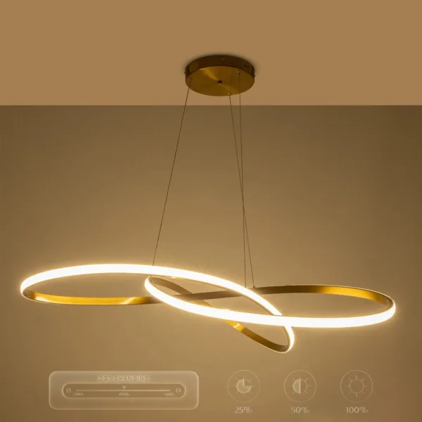 GLOBOSTAR® DEXTER 60920 Μοντέρνο Κρεμαστό Φωτιστικό Οροφής LED 120W 13440lm 300° AC 220-240V IP20 Ρυθμιζόμενο Λευκό CCT με Χειριστήριο από 2700K έως 6000K Dimmable - Lumileds SMD Chip - Χρυσό Βούρτσας - Μ103 x Π103 x Υ30cm - 3 Χρόνια Εγγύηση - Image 12