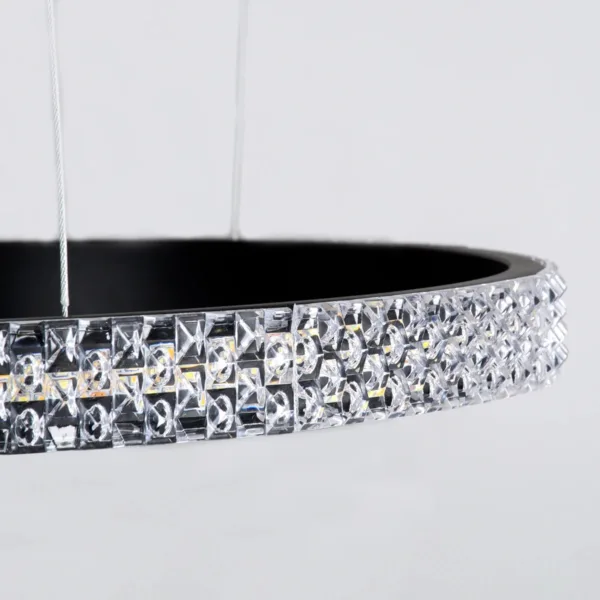 GLOBOSTAR® DIAMOND TRIO 61146 Μοντέρνο Κρεμαστό Φωτιστικό Οροφής LED 150W 18379lm 360° AC 220-240V IP20 Ρυθμιζόμενο Λευκό CCT με Χειριστήριο από 2700K έως 6000K Dimmable - Lumileds SMD Chip - Μαυρό Ματ - Μ170 x Π170 x Υ60cm - 3 Χρόνια Εγγύηση - Image 3