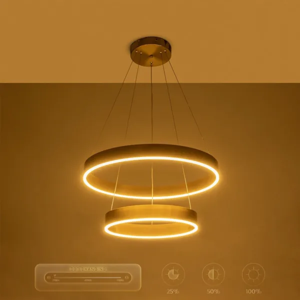kelvo® VENOM 61187 Μοντέρνο Κρεμαστό Φωτιστικό Οροφής LED 75W 8818lm 120° AC 220-240V IP20 Ρυθμιζόμενο Λευκό CCT με Χειριστήριο από 2700K έως 6000K Dimmable - Lumileds SMD Chip - Χρυσό Βούρτσας - Μ60 x Π60 x Υ40cm - 3 Χρόνια Εγγύηση - Image 12