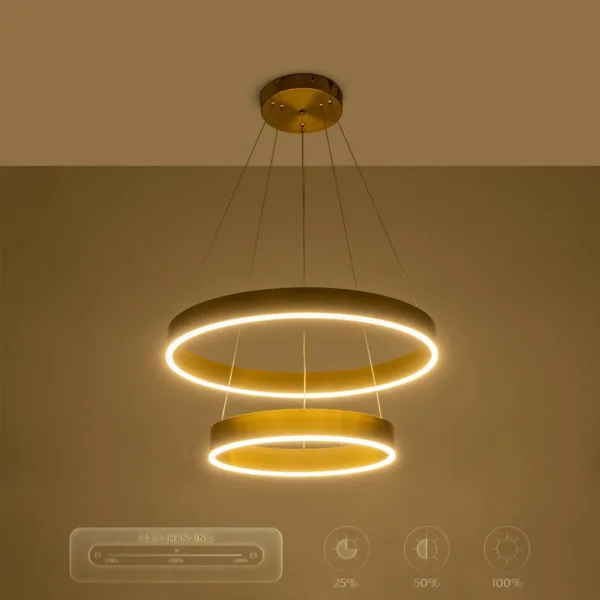 kelvo® VENOM 61187 Μοντέρνο Κρεμαστό Φωτιστικό Οροφής LED 75W 8818lm 120° AC 220-240V IP20 Ρυθμιζόμενο Λευκό CCT με Χειριστήριο από 2700K έως 6000K Dimmable - Lumileds SMD Chip - Χρυσό Βούρτσας - Μ60 x Π60 x Υ40cm - 3 Χρόνια Εγγύηση - Image 13