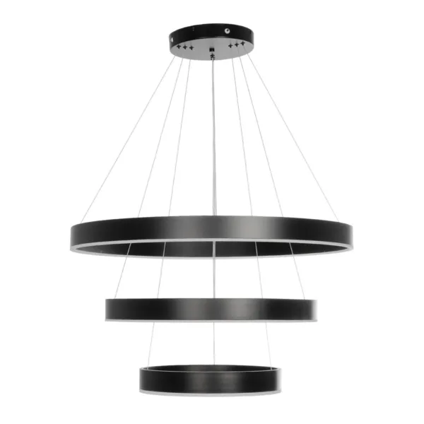 GLOBOSTAR® VENOM TRIO 61188 Μοντέρνο Κρεμαστό Φωτιστικό Οροφής LED 120W 14158lm 120° AC 220-240V IP20 Ρυθμιζόμενο Λευκό CCT με Χειριστήριο από 2700K έως 6000K Dimmable - Lumileds SMD Chip - Μαύρο Ματ - Μ80 x Π80 x Υ60cm - 3 Χρόνια Εγγύηση - Image 2