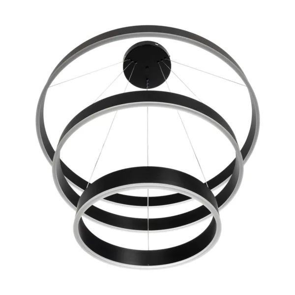 GLOBOSTAR® VENOM TRIO 61188 Μοντέρνο Κρεμαστό Φωτιστικό Οροφής LED 120W 14158lm 120° AC 220-240V IP20 Ρυθμιζόμενο Λευκό CCT με Χειριστήριο από 2700K έως 6000K Dimmable - Lumileds SMD Chip - Μαύρο Ματ - Μ80 x Π80 x Υ60cm - 3 Χρόνια Εγγύηση - Image 3