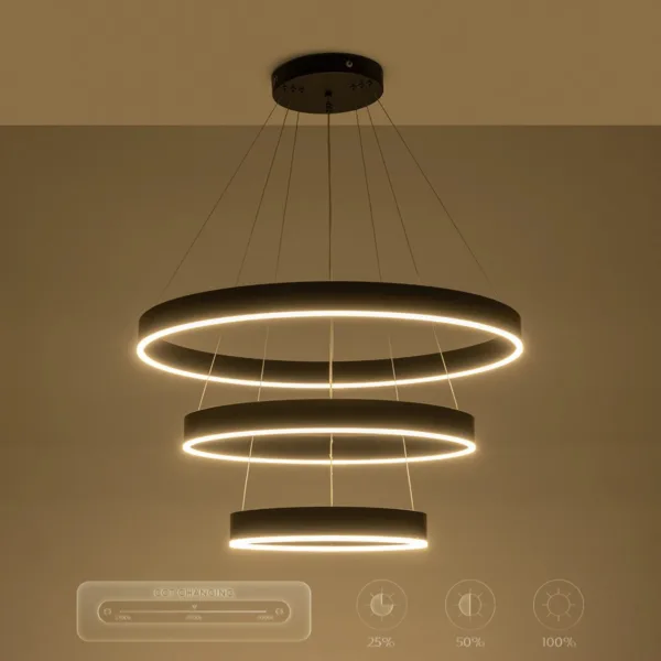GLOBOSTAR® VENOM TRIO 61188-DECO Μοντέρνο Κρεμαστό Φωτιστικό Οροφής LED 120W 14158lm 120° AC 220-240V IP20 Ρυθμιζόμενο Λευκό CCT με Χειριστήριο από 2700K έως 6000K Dimmable - Lumileds SMD Chip - Μαύρο Ματ - Μ80 x Π80 x Υ60cm - 3 Χρόνια Εγγύηση - Image 12