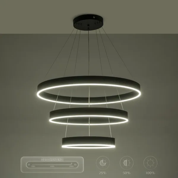 GLOBOSTAR® VENOM TRIO 61188-DECO Μοντέρνο Κρεμαστό Φωτιστικό Οροφής LED 120W 14158lm 120° AC 220-240V IP20 Ρυθμιζόμενο Λευκό CCT με Χειριστήριο από 2700K έως 6000K Dimmable - Lumileds SMD Chip - Μαύρο Ματ - Μ80 x Π80 x Υ60cm - 3 Χρόνια Εγγύηση - Image 13