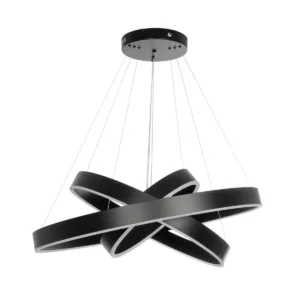 GLOBOSTAR® VENOM TRIO 61188-DECO Μοντέρνο Κρεμαστό Φωτιστικό Οροφής LED 120W 14158lm 120° AC 220-240V IP20 Ρυθμιζόμενο Λευκό CCT με Χειριστήριο από 2700K έως 6000K Dimmable - Lumileds SMD Chip - Μαύρο Ματ - Μ80 x Π80 x Υ60cm - 3 Χρόνια Εγγύηση