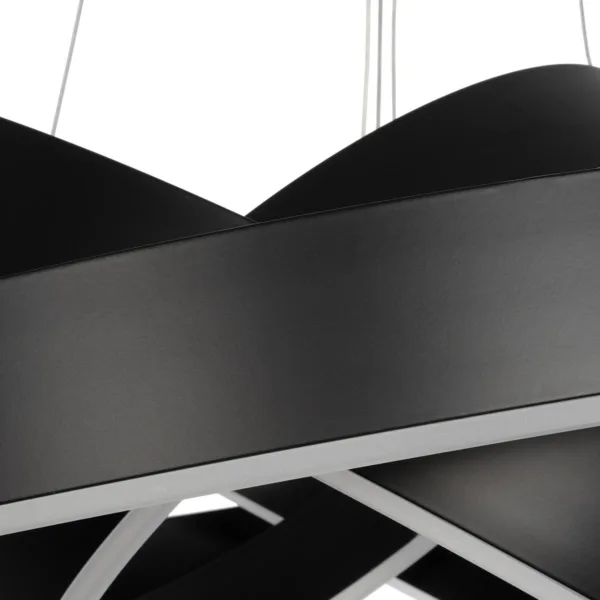 GLOBOSTAR® VENOM TRIO 61188-DECO Μοντέρνο Κρεμαστό Φωτιστικό Οροφής LED 120W 14158lm 120° AC 220-240V IP20 Ρυθμιζόμενο Λευκό CCT με Χειριστήριο από 2700K έως 6000K Dimmable - Lumileds SMD Chip - Μαύρο Ματ - Μ80 x Π80 x Υ60cm - 3 Χρόνια Εγγύηση - Image 2