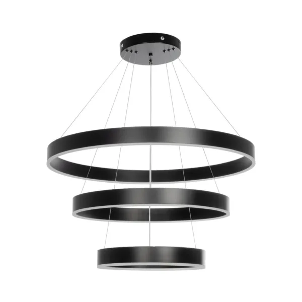 GLOBOSTAR® VENOM TRIO 61188-DECO Μοντέρνο Κρεμαστό Φωτιστικό Οροφής LED 120W 14158lm 120° AC 220-240V IP20 Ρυθμιζόμενο Λευκό CCT με Χειριστήριο από 2700K έως 6000K Dimmable - Lumileds SMD Chip - Μαύρο Ματ - Μ80 x Π80 x Υ60cm - 3 Χρόνια Εγγύηση - Image 3
