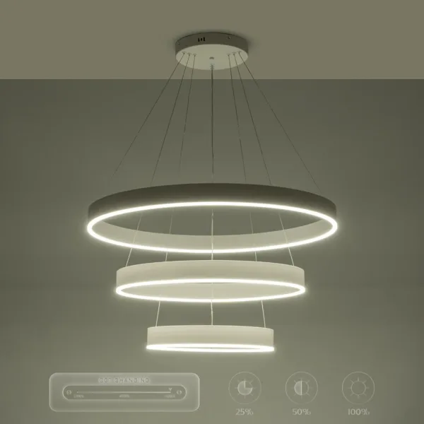 GLOBOSTAR® VENOM TRIO 61189 Μοντέρνο Κρεμαστό Φωτιστικό Οροφής LED 120W 14158lm 120° AC 220-240V IP20 Ρυθμιζόμενο Λευκό CCT με Χειριστήριο από 2700K έως 6000K Dimmable - Lumileds SMD Chip - Λευκό Ματ - Μ80 x Π80 x Υ60cm - 3 Χρόνια Εγγύηση - Image 13