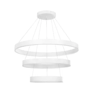 GLOBOSTAR® VENOM TRIO 61189 Μοντέρνο Κρεμαστό Φωτιστικό Οροφής LED 120W 14158lm 120° AC 220-240V IP20 Ρυθμιζόμενο Λευκό CCT με Χειριστήριο από 2700K έως 6000K Dimmable - Lumileds SMD Chip - Λευκό Ματ - Μ80 x Π80 x Υ60cm - 3 Χρόνια Εγγύηση