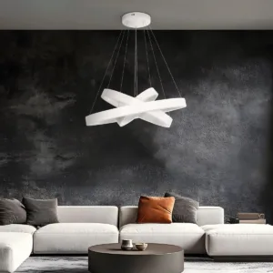 GLOBOSTAR® VENOM TRIO 61189-DECO Μοντέρνο Κρεμαστό Φωτιστικό Οροφής LED 120W 14158lm 120° AC 220-240V IP20 Ρυθμιζόμενο Λευκό CCT με Χειριστήριο από 2700K έως 6000K Dimmable - Lumileds SMD Chip - Λευκό Ματ - Μ80 x Π80 x Υ60cm - 3 Χρόνια Εγγύηση