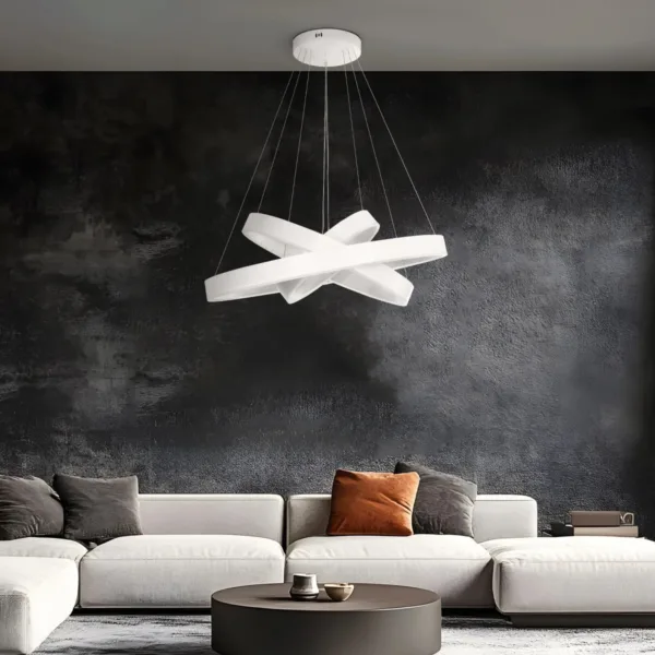 GLOBOSTAR® VENOM TRIO 61189-DECO Μοντέρνο Κρεμαστό Φωτιστικό Οροφής LED 120W 14158lm 120° AC 220-240V IP20 Ρυθμιζόμενο Λευκό CCT με Χειριστήριο από 2700K έως 6000K Dimmable - Lumileds SMD Chip - Λευκό Ματ - Μ80 x Π80 x Υ60cm - 3 Χρόνια Εγγύηση