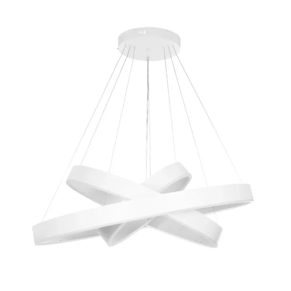 GLOBOSTAR® VENOM TRIO 61189 Μοντέρνο Κρεμαστό Φωτιστικό Οροφής LED 120W 14158lm 120° AC 220-240V IP20 Ρυθμιζόμενο Λευκό CCT με Χειριστήριο από 2700K έως 6000K Dimmable - Lumileds SMD Chip - Λευκό Ματ - Μ80 x Π80 x Υ60cm - 3 Χρόνια Εγγύηση - Image 4