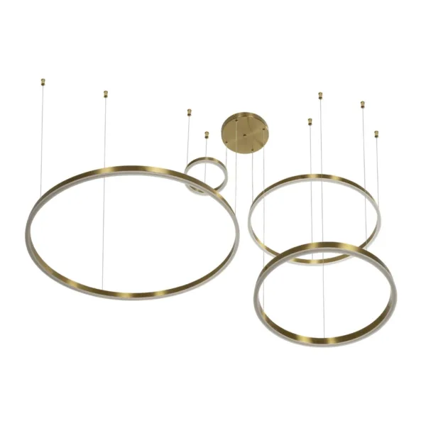 kelvo® VENOM 61193 Μοντέρνο Κρεμαστό Φωτιστικό Οροφής LED 150W 17659lm 120° AC 220-240V IP20 Ρυθμιζόμενο Λευκό CCT με Χειριστήριο από 2700K έως 6000K Dimmable - Lumileds SMD Chip - Χρυσό Βούρτσας - Μ150 x Π90 x Υ60cm - 3 Χρόνια Εγγύηση - Image 3