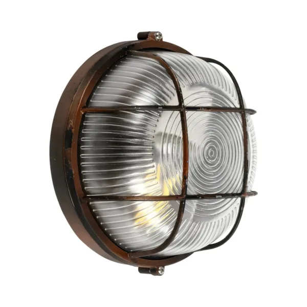 GLOBOSTAR® BOATLIGHT 61623 Vintage Φωτιστικό Καραβοχελώνα Τοίχου & Οροφής με Ντουί 1 x E27 AC 220-240V Αδιάβροχο IP65 - Χάλκινο Παλαιωμένο Εφέ Σκουριάς Ματ - Μ17.5 x Π17.5 x Υ9cm - Image 2