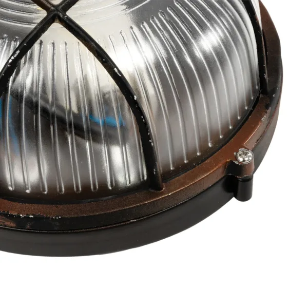 GLOBOSTAR® BOATLIGHT 61623 Vintage Φωτιστικό Καραβοχελώνα Τοίχου & Οροφής με Ντουί 1 x E27 AC 220-240V Αδιάβροχο IP65 - Χάλκινο Παλαιωμένο Εφέ Σκουριάς Ματ - Μ17.5 x Π17.5 x Υ9cm - Image 6