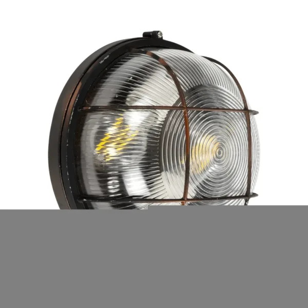 GLOBOSTAR® BOATLIGHT 61624 Vintage Φωτιστικό Καραβοχελώνα Τοίχου & Οροφής με Ντουί 2 x E27 AC 220-240V Αδιάβροχο IP65 - Χάλκινο Παλαιωμένο Εφέ Σκουριάς Ματ - Μ24 x Π24 x Υ11cm - Image 2
