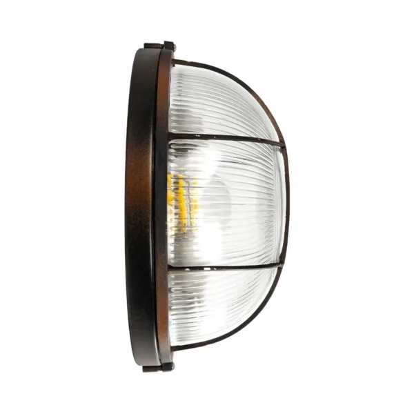 GLOBOSTAR® BOATLIGHT 61624 Vintage Φωτιστικό Καραβοχελώνα Τοίχου & Οροφής με Ντουί 2 x E27 AC 220-240V Αδιάβροχο IP65 - Χάλκινο Παλαιωμένο Εφέ Σκουριάς Ματ - Μ24 x Π24 x Υ11cm - Image 4