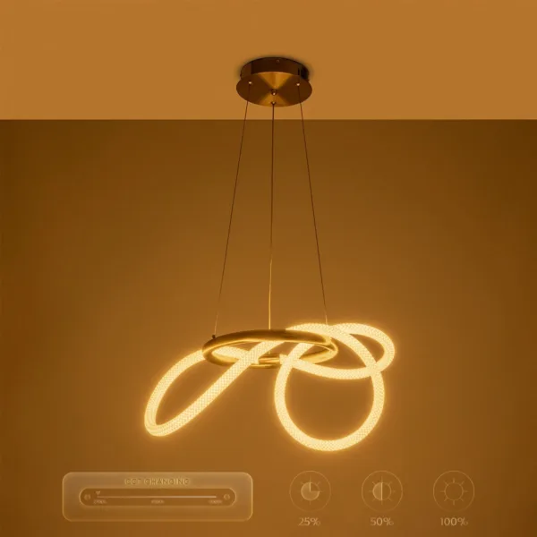kelvo® GLOW 61657 Μοντέρνο Κρεμαστό Φωτιστικό Οροφής LED 30W 3000lm 360° AC 220-240V IP20 Ρυθμιζόμενο Λευκό CCT με Χειριστήριο από 2700K έως 6000K Dimmable - Lumileds SMD Chip - Χρυσό Πλατίνα & Λευκό Νήμα - Μ40 x Π40 x Υ35cm - 3 Χρόνια Εγγύηση - Image 13