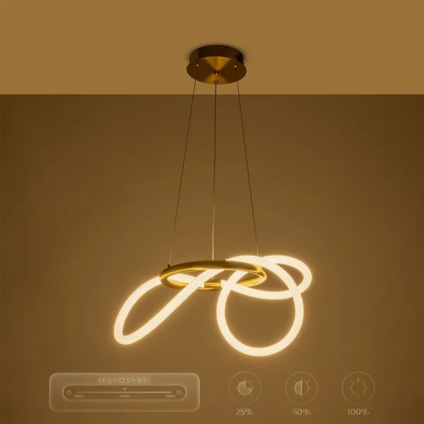 kelvo® GLOW 61657 Μοντέρνο Κρεμαστό Φωτιστικό Οροφής LED 30W 3000lm 360° AC 220-240V IP20 Ρυθμιζόμενο Λευκό CCT με Χειριστήριο από 2700K έως 6000K Dimmable - Lumileds SMD Chip - Χρυσό Πλατίνα & Λευκό Νήμα - Μ40 x Π40 x Υ35cm - 3 Χρόνια Εγγύηση - Image 14