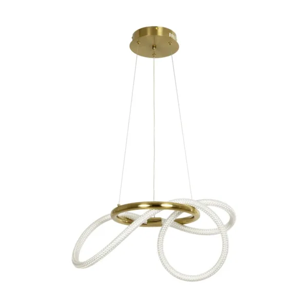 kelvo® GLOW 61657 Μοντέρνο Κρεμαστό Φωτιστικό Οροφής LED 30W 3000lm 360° AC 220-240V IP20 Ρυθμιζόμενο Λευκό CCT με Χειριστήριο από 2700K έως 6000K Dimmable - Lumileds SMD Chip - Χρυσό Πλατίνα & Λευκό Νήμα - Μ40 x Π40 x Υ35cm - 3 Χρόνια Εγγύηση - Image 2