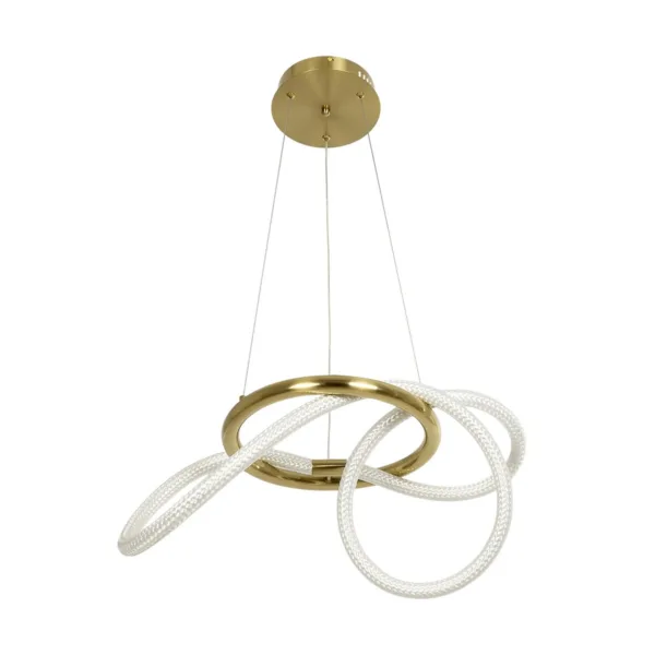 kelvo® GLOW 61657 Μοντέρνο Κρεμαστό Φωτιστικό Οροφής LED 30W 3000lm 360° AC 220-240V IP20 Ρυθμιζόμενο Λευκό CCT με Χειριστήριο από 2700K έως 6000K Dimmable - Lumileds SMD Chip - Χρυσό Πλατίνα & Λευκό Νήμα - Μ40 x Π40 x Υ35cm - 3 Χρόνια Εγγύηση - Image 4