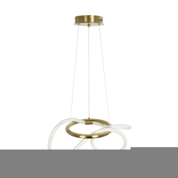 kelvo® GLOW 61657 Μοντέρνο Κρεμαστό Φωτιστικό Οροφής LED 30W 3000lm 360° AC 220-240V IP20 Ρυθμιζόμενο Λευκό CCT με Χειριστήριο από 2700K έως 6000K Dimmable - Lumileds SMD Chip - Χρυσό Πλατίνα & Λευκό Νήμα - Μ40 x Π40 x Υ35cm - 3 Χρόνια Εγγύηση - Image 5
