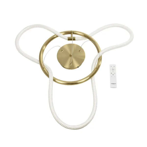 kelvo® GLOW 61658 Μοντέρνο Κρεμαστό Φωτιστικό Οροφής LED 36W 3600lm 360° AC 220-240V IP20 Ρυθμιζόμενο Λευκό CCT με Χειριστήριο από 2700K έως 6000K Dimmable - Lumileds SMD Chip - Χρυσό Πλατίνα & Λευκό Νήμα - Μ60 x Π60 x Υ45cm - 3 Χρόνια Εγγύηση - Image 10