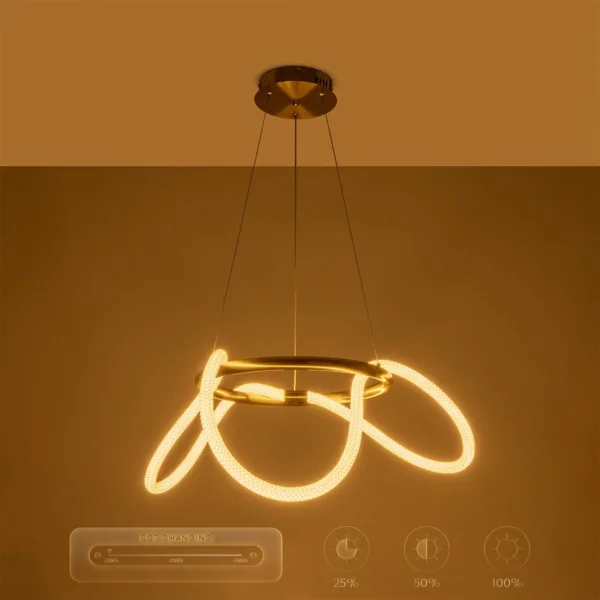 kelvo® GLOW 61658 Μοντέρνο Κρεμαστό Φωτιστικό Οροφής LED 36W 3600lm 360° AC 220-240V IP20 Ρυθμιζόμενο Λευκό CCT με Χειριστήριο από 2700K έως 6000K Dimmable - Lumileds SMD Chip - Χρυσό Πλατίνα & Λευκό Νήμα - Μ60 x Π60 x Υ45cm - 3 Χρόνια Εγγύηση - Image 13