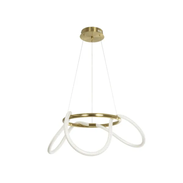 kelvo® GLOW 61658 Μοντέρνο Κρεμαστό Φωτιστικό Οροφής LED 36W 3600lm 360° AC 220-240V IP20 Ρυθμιζόμενο Λευκό CCT με Χειριστήριο από 2700K έως 6000K Dimmable - Lumileds SMD Chip - Χρυσό Πλατίνα & Λευκό Νήμα - Μ60 x Π60 x Υ45cm - 3 Χρόνια Εγγύηση - Image 2