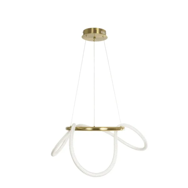 kelvo® GLOW 61658 Μοντέρνο Κρεμαστό Φωτιστικό Οροφής LED 36W 3600lm 360° AC 220-240V IP20 Ρυθμιζόμενο Λευκό CCT με Χειριστήριο από 2700K έως 6000K Dimmable - Lumileds SMD Chip - Χρυσό Πλατίνα & Λευκό Νήμα - Μ60 x Π60 x Υ45cm - 3 Χρόνια Εγγύηση - Image 3