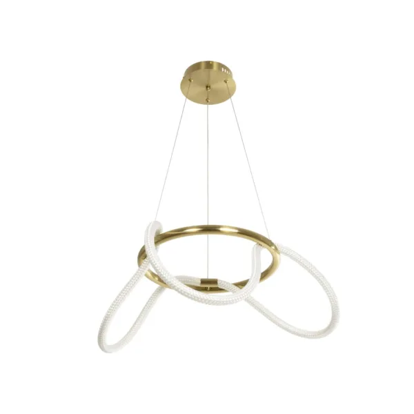 kelvo® GLOW 61658 Μοντέρνο Κρεμαστό Φωτιστικό Οροφής LED 36W 3600lm 360° AC 220-240V IP20 Ρυθμιζόμενο Λευκό CCT με Χειριστήριο από 2700K έως 6000K Dimmable - Lumileds SMD Chip - Χρυσό Πλατίνα & Λευκό Νήμα - Μ60 x Π60 x Υ45cm - 3 Χρόνια Εγγύηση - Image 4