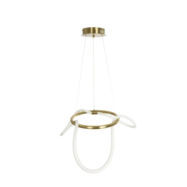 kelvo® GLOW 61658 Μοντέρνο Κρεμαστό Φωτιστικό Οροφής LED 36W 3600lm 360° AC 220-240V IP20 Ρυθμιζόμενο Λευκό CCT με Χειριστήριο από 2700K έως 6000K Dimmable - Lumileds SMD Chip - Χρυσό Πλατίνα & Λευκό Νήμα - Μ60 x Π60 x Υ45cm - 3 Χρόνια Εγγύηση - Image 5