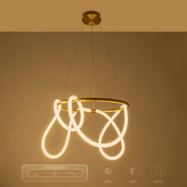 kelvo® GLOW 61659 Μοντέρνο Κρεμαστό Φωτιστικό Οροφής LED 58W 5800lm 360° AC 220-240V IP20 Ρυθμιζόμενο Λευκό CCT με Χειριστήριο από 2700K έως 6000K Dimmable - Lumileds SMD Chip - Χρυσό Πλατίνα & Λευκό Νήμα - Μ80 x Π80 x Υ60cm - 3 Χρόνια Εγγύηση - Image 14