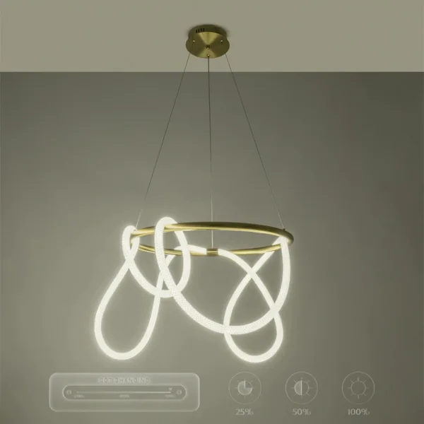 kelvo® GLOW 61659 Μοντέρνο Κρεμαστό Φωτιστικό Οροφής LED 58W 5800lm 360° AC 220-240V IP20 Ρυθμιζόμενο Λευκό CCT με Χειριστήριο από 2700K έως 6000K Dimmable - Lumileds SMD Chip - Χρυσό Πλατίνα & Λευκό Νήμα - Μ80 x Π80 x Υ60cm - 3 Χρόνια Εγγύηση - Image 15
