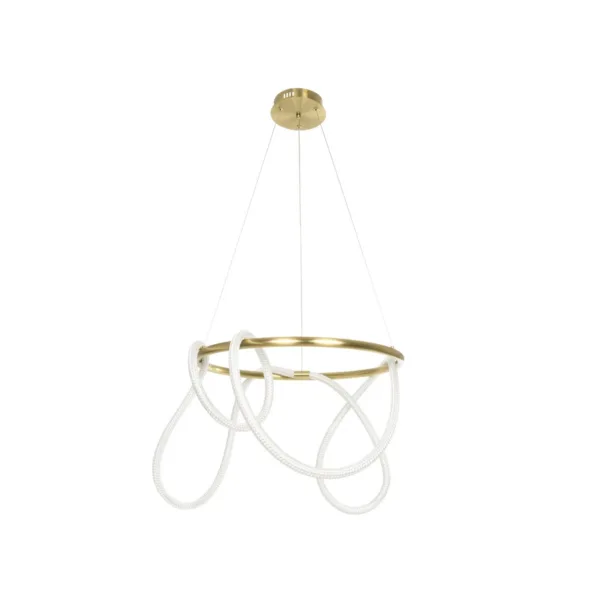 kelvo® GLOW 61659 Μοντέρνο Κρεμαστό Φωτιστικό Οροφής LED 58W 5800lm 360° AC 220-240V IP20 Ρυθμιζόμενο Λευκό CCT με Χειριστήριο από 2700K έως 6000K Dimmable - Lumileds SMD Chip - Χρυσό Πλατίνα & Λευκό Νήμα - Μ80 x Π80 x Υ60cm - 3 Χρόνια Εγγύηση - Image 2