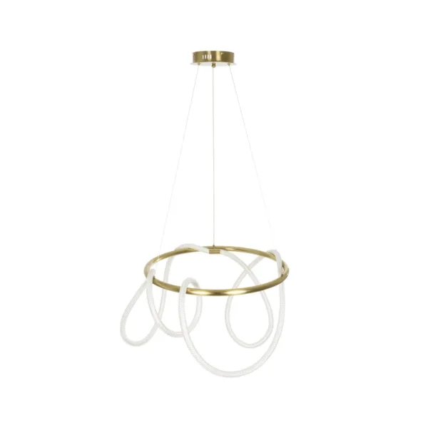 kelvo® GLOW 61659 Μοντέρνο Κρεμαστό Φωτιστικό Οροφής LED 58W 5800lm 360° AC 220-240V IP20 Ρυθμιζόμενο Λευκό CCT με Χειριστήριο από 2700K έως 6000K Dimmable - Lumileds SMD Chip - Χρυσό Πλατίνα & Λευκό Νήμα - Μ80 x Π80 x Υ60cm - 3 Χρόνια Εγγύηση - Image 5