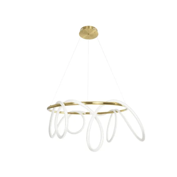 kelvo® GLOW 61660 Μοντέρνο Κρεμαστό Φωτιστικό Οροφής LED 69W 6900lm 360° AC 220-240V IP20 Ρυθμιζόμενο Λευκό CCT με Χειριστήριο από 2700K έως 6000K Dimmable - Lumileds SMD Chip - Χρυσό Πλατίνα & Λευκό Νήμα - Μ100 x Π100 x Υ70cm - 3 Χρόνια Εγγύηση - Image 2