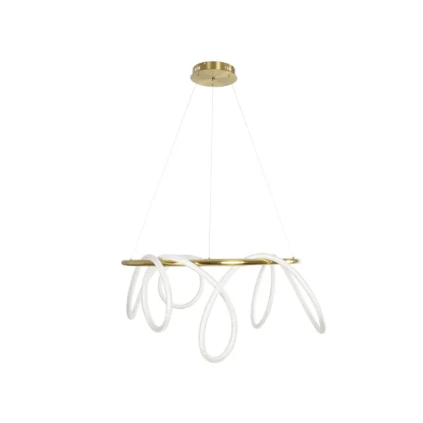 kelvo® GLOW 61660 Μοντέρνο Κρεμαστό Φωτιστικό Οροφής LED 69W 6900lm 360° AC 220-240V IP20 Ρυθμιζόμενο Λευκό CCT με Χειριστήριο από 2700K έως 6000K Dimmable - Lumileds SMD Chip - Χρυσό Πλατίνα & Λευκό Νήμα - Μ100 x Π100 x Υ70cm - 3 Χρόνια Εγγύηση - Image 3