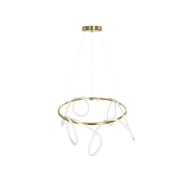 kelvo® GLOW 61660 Μοντέρνο Κρεμαστό Φωτιστικό Οροφής LED 69W 6900lm 360° AC 220-240V IP20 Ρυθμιζόμενο Λευκό CCT με Χειριστήριο από 2700K έως 6000K Dimmable - Lumileds SMD Chip - Χρυσό Πλατίνα & Λευκό Νήμα - Μ100 x Π100 x Υ70cm - 3 Χρόνια Εγγύηση - Image 5