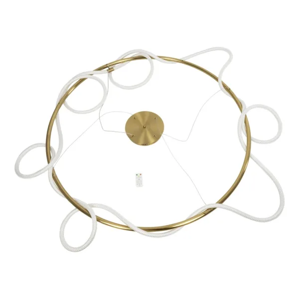 kelvo® GLOW 61661 Μοντέρνο Κρεμαστό Φωτιστικό Οροφής LED 100W 10000lm 360° AC 220-240V IP20 Ρυθμιζόμενο Λευκό CCT με Χειριστήριο από 2700K έως 6000K Dimmable - Lumileds SMD Chip - Χρυσό Πλατίνα & Λευκό Νήμα - Μ150 x Π150 x Υ100cm - 3 Χρόνια Εγγύηση - Image 10