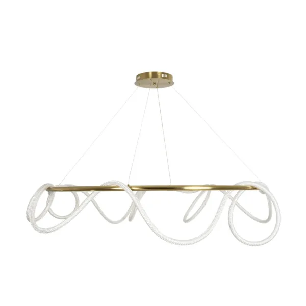 kelvo® GLOW 61661 Μοντέρνο Κρεμαστό Φωτιστικό Οροφής LED 100W 10000lm 360° AC 220-240V IP20 Ρυθμιζόμενο Λευκό CCT με Χειριστήριο από 2700K έως 6000K Dimmable - Lumileds SMD Chip - Χρυσό Πλατίνα & Λευκό Νήμα - Μ150 x Π150 x Υ100cm - 3 Χρόνια Εγγύηση - Image 3