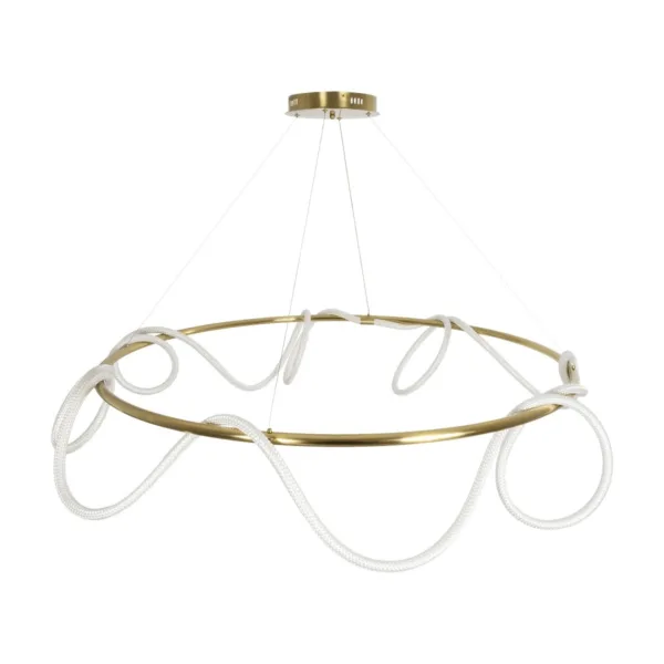 kelvo® GLOW 61661 Μοντέρνο Κρεμαστό Φωτιστικό Οροφής LED 100W 10000lm 360° AC 220-240V IP20 Ρυθμιζόμενο Λευκό CCT με Χειριστήριο από 2700K έως 6000K Dimmable - Lumileds SMD Chip - Χρυσό Πλατίνα & Λευκό Νήμα - Μ150 x Π150 x Υ100cm - 3 Χρόνια Εγγύηση - Image 5