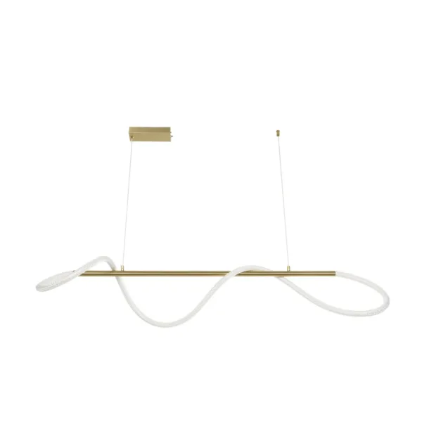kelvo® GLOW 61662 Μοντέρνο Κρεμαστό Φωτιστικό Οροφής LED 34W 3400lm 360° AC 220-240V IP20 Ρυθμιζόμενο Λευκό CCT με Χειριστήριο από 2700K έως 6000K Dimmable - Lumileds SMD Chip - Χρυσό Πλατίνα & Λευκό Νήμα - Μ120 x Π35 x Υ50cm - 3 Χρόνια Εγγύηση - Image 4