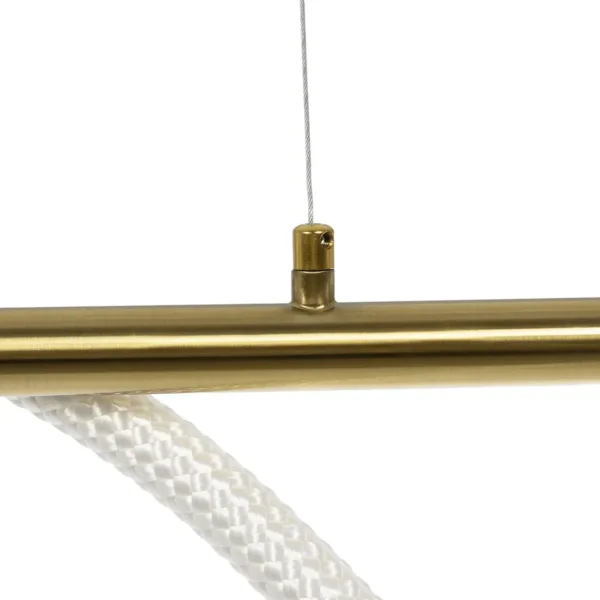 kelvo® GLOW 61662 Μοντέρνο Κρεμαστό Φωτιστικό Οροφής LED 34W 3400lm 360° AC 220-240V IP20 Ρυθμιζόμενο Λευκό CCT με Χειριστήριο από 2700K έως 6000K Dimmable - Lumileds SMD Chip - Χρυσό Πλατίνα & Λευκό Νήμα - Μ120 x Π35 x Υ50cm - 3 Χρόνια Εγγύηση - Image 8