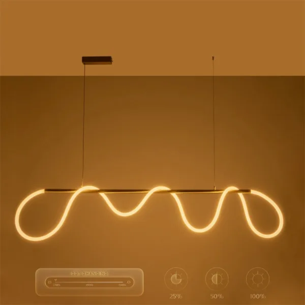 kelvo® GLOW 61663 Μοντέρνο Κρεμαστό Φωτιστικό Οροφής LED 45W 4500lm 360° AC 220-240V IP20 Ρυθμιζόμενο Λευκό CCT με Χειριστήριο από 2700K έως 6000K Dimmable - Lumileds SMD Chip - Χρυσό Πλατίνα & Λευκό Νήμα - Μ150 x Π35 x Υ50cm - 3 Χρόνια Εγγύηση - Image 14
